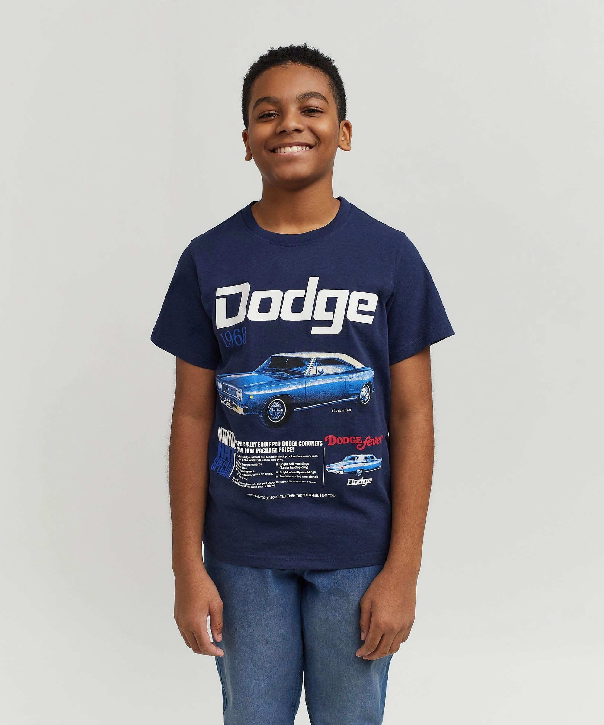 FrenchTerry FullCut Shoulder Kids Dodge Special Tee - Dark Blue