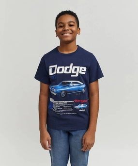 FrenchTerry FullCut Shoulder Kids Dodge Special Tee - Dark Blue
