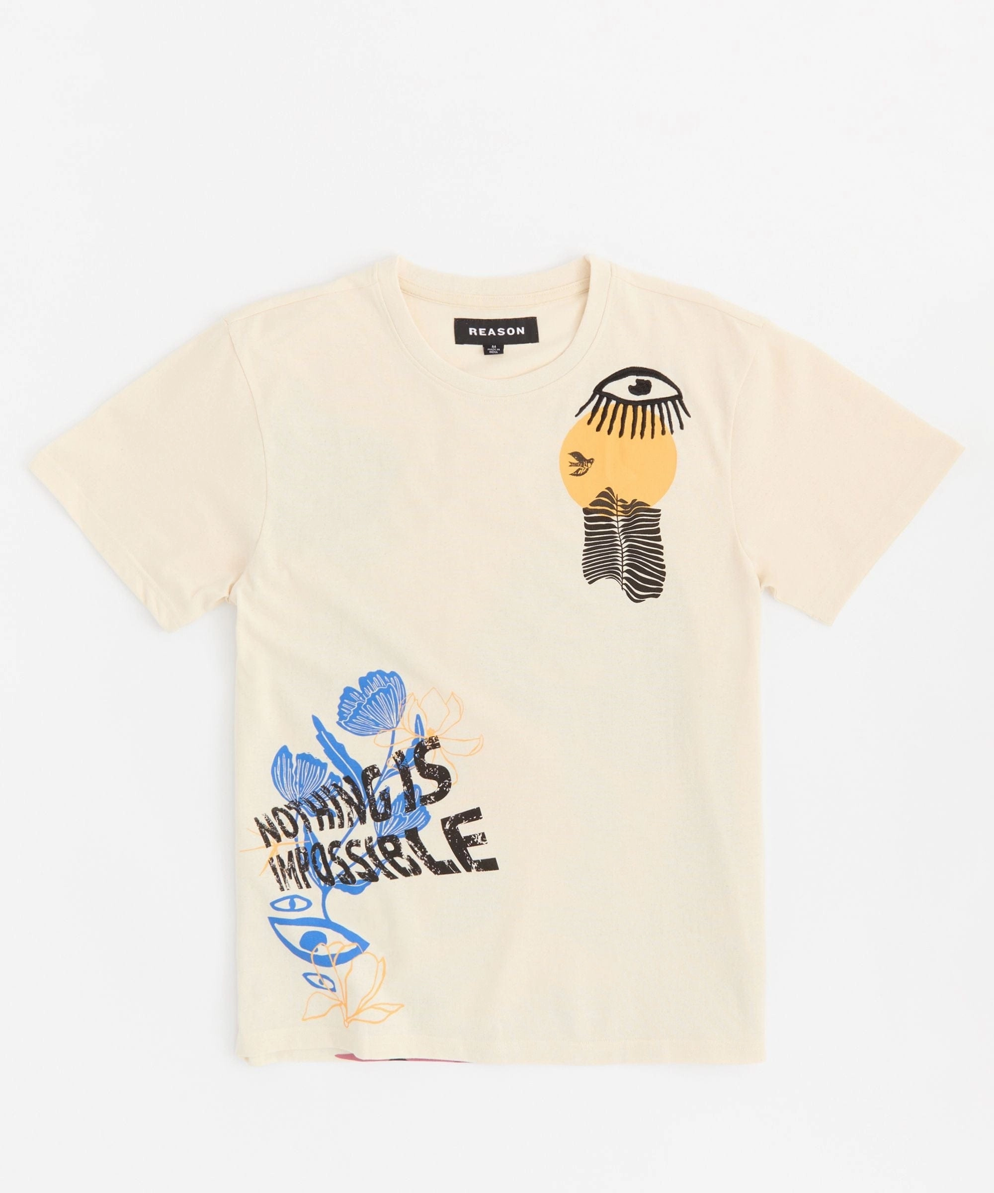Impossible Embroidered Short Sleeve Tee - Tan V-neck Shirt Water Repellent Coating