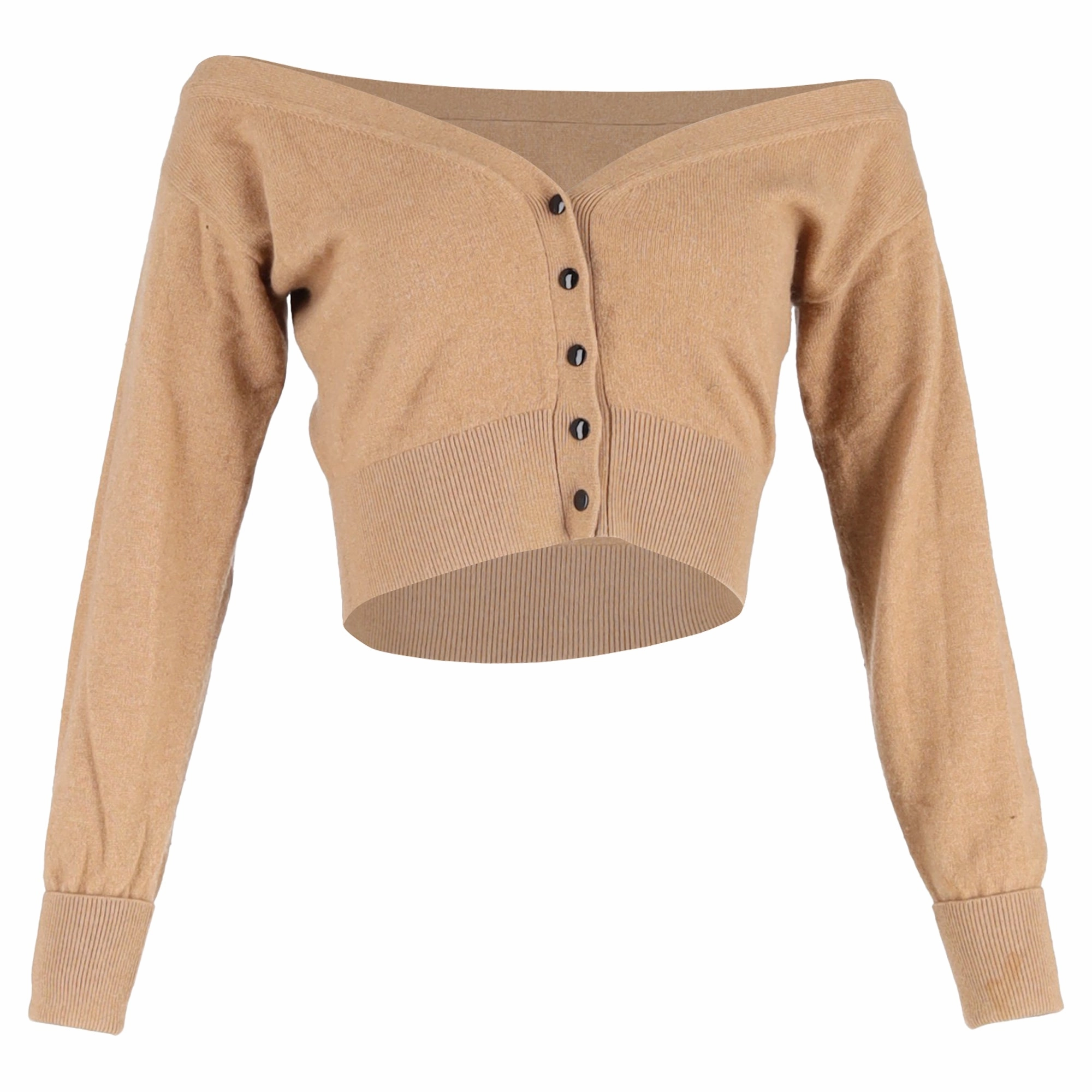 fuzzy texture Alexander Wang Sheer Yoke Cropped Cardigan in Brown Wool