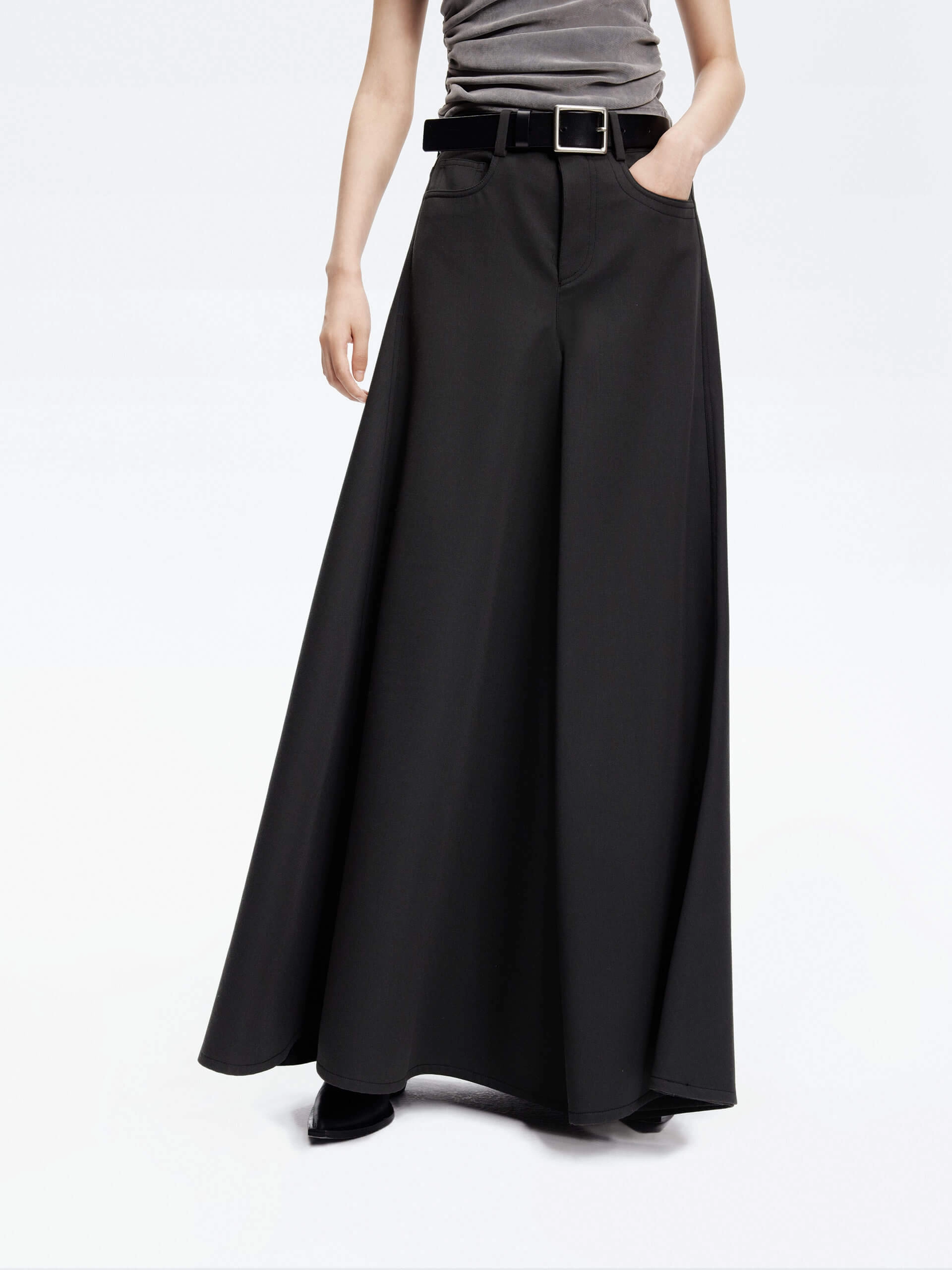Flowy legs hypoallergenic Wool Blend Maxi Skirt