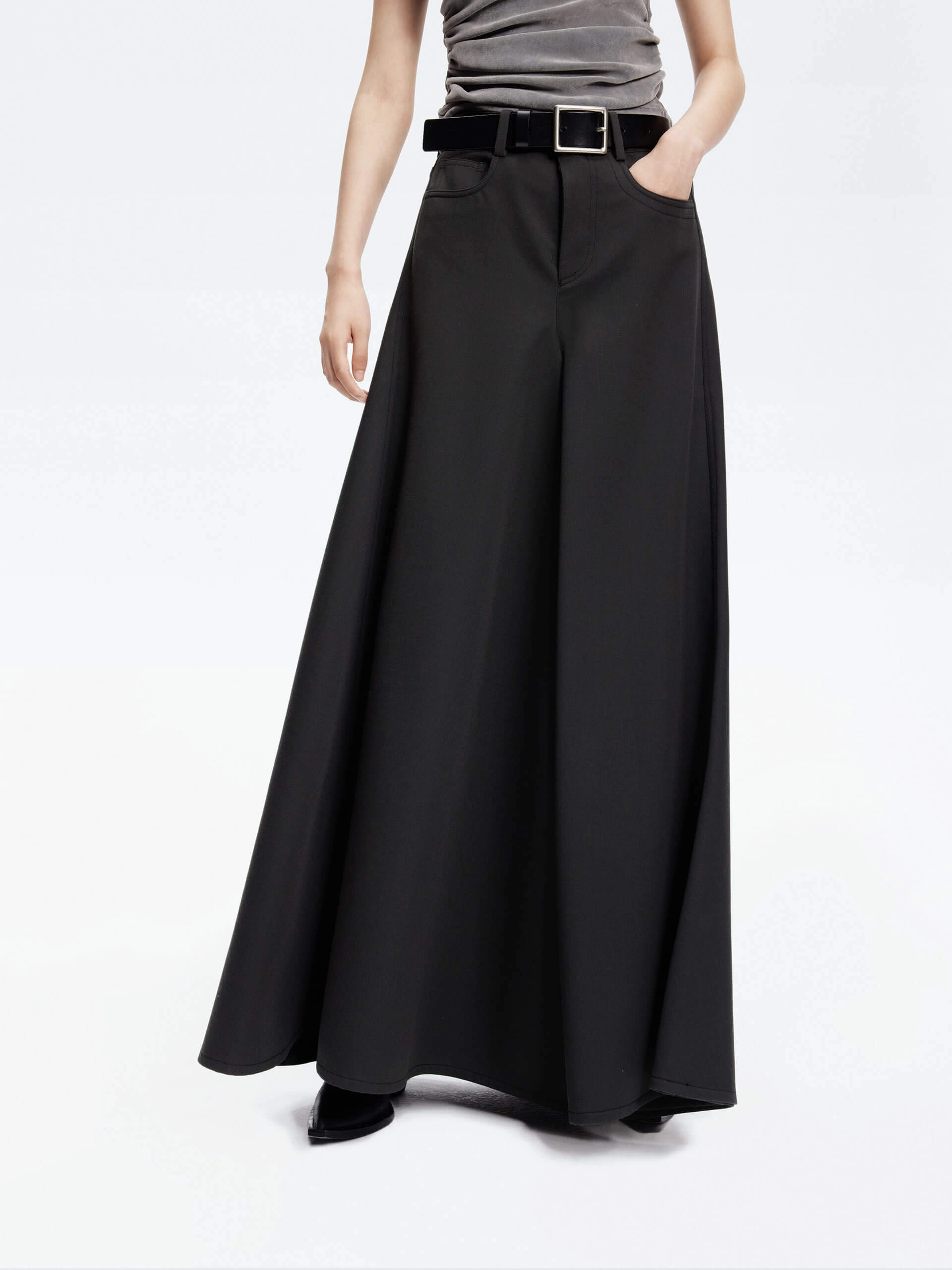 Wool Blend Maxi Skirt TaperedLeg