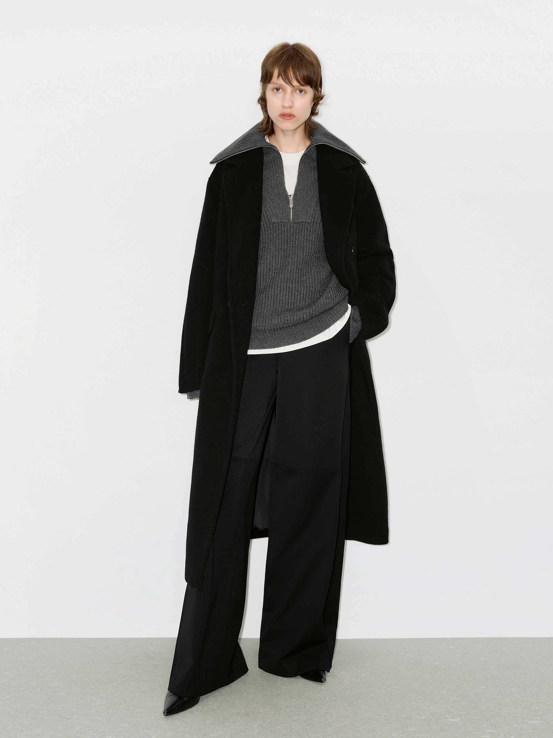 Snag Free Fabric Reused Cloth Double Breasted Belted Coat