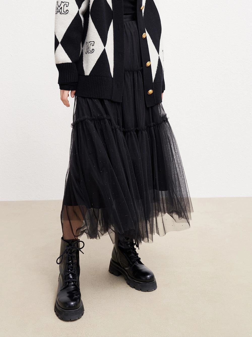 Rhinestone Details Tulle Skirt Thermal regulation Stay Active