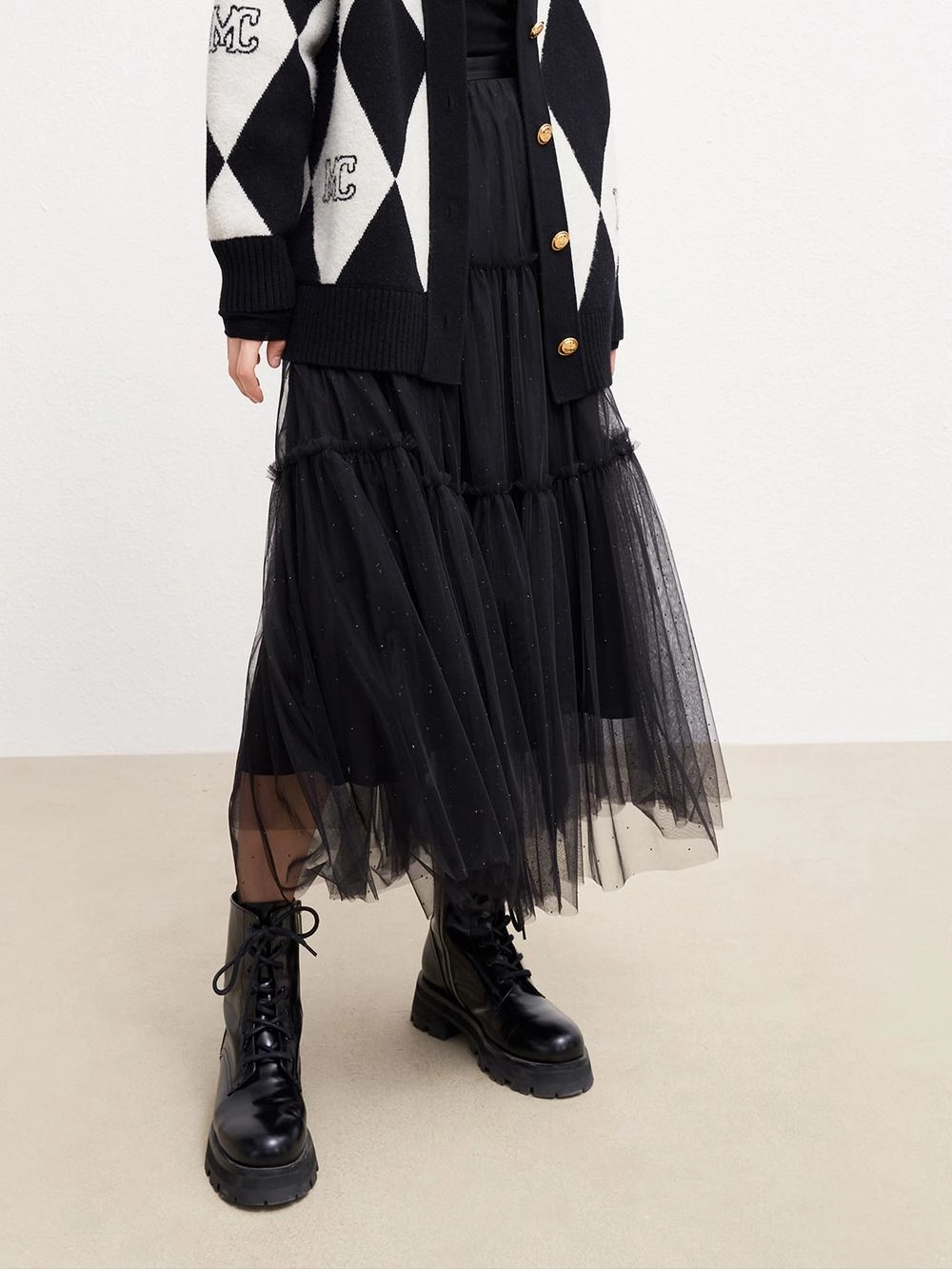 All terrain Rhinestone Details Tulle Skirt
