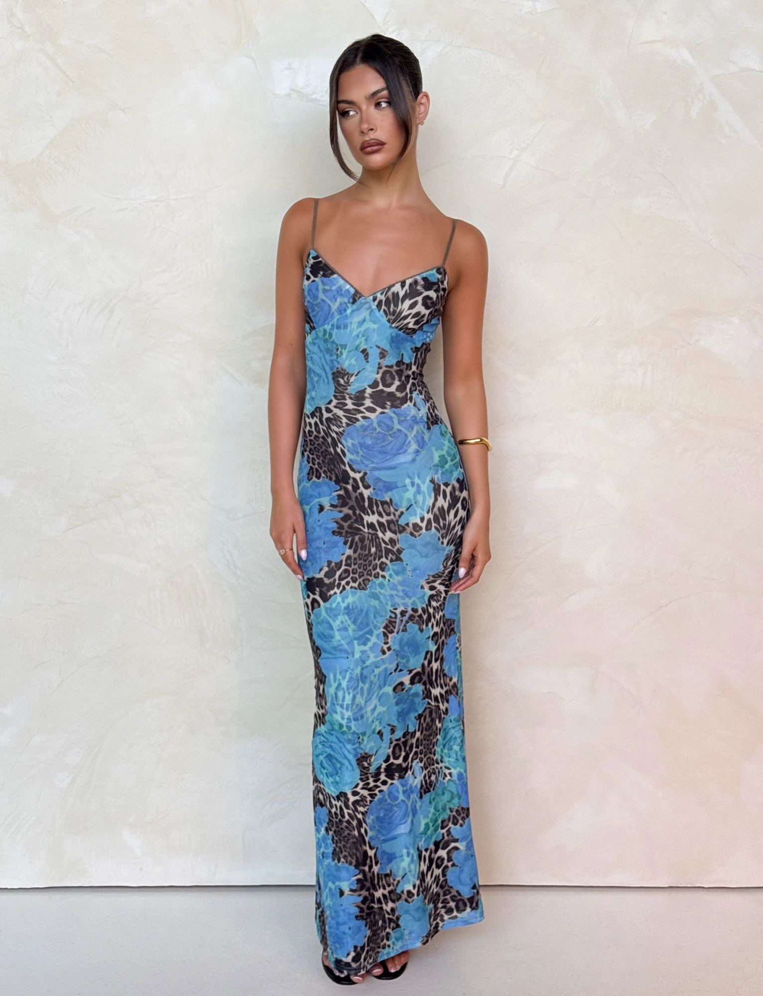 JULIANNA DRESS - BLUE : LEOPARD Elegance Glow Cool Look