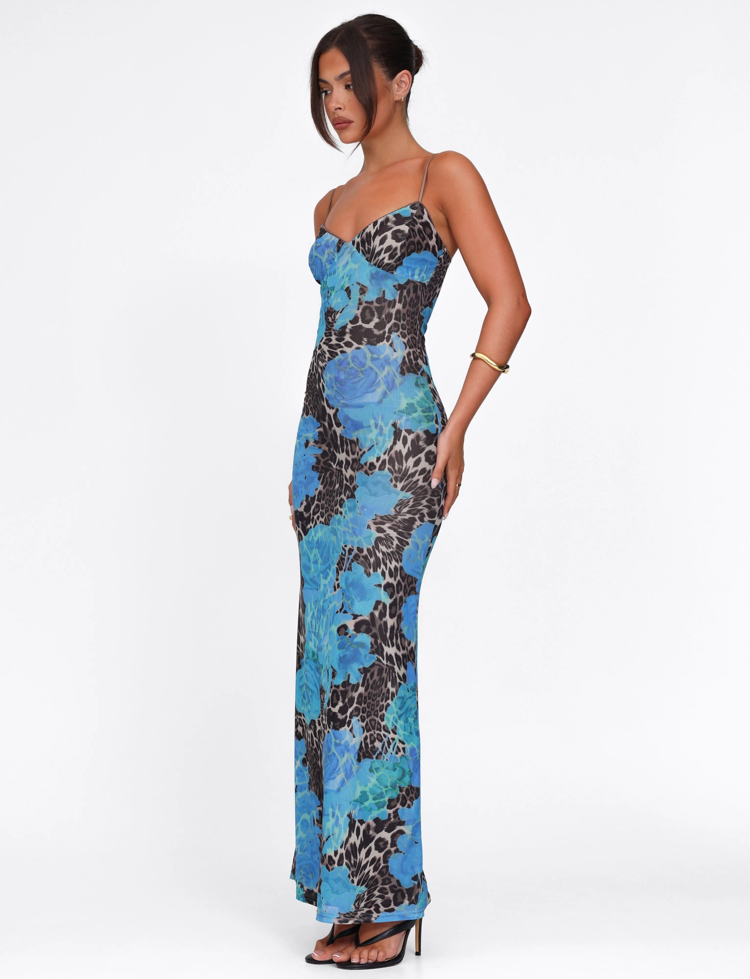 Chic formal attire Music-Concert JULIANNA DRESS - BLUE : LEOPARD