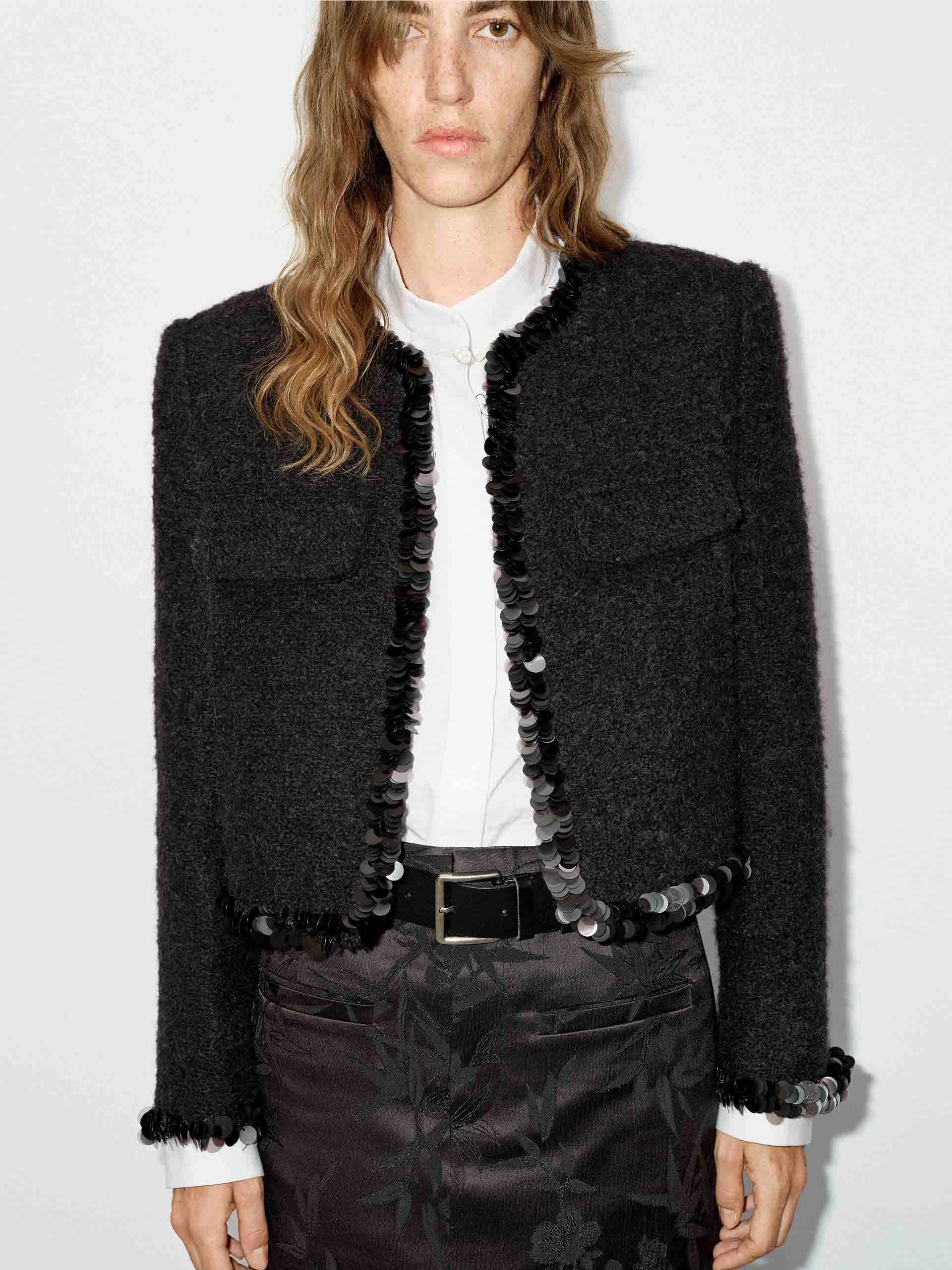 Moisture Wicking Inner Layer Wool Blend Tweed Jacket