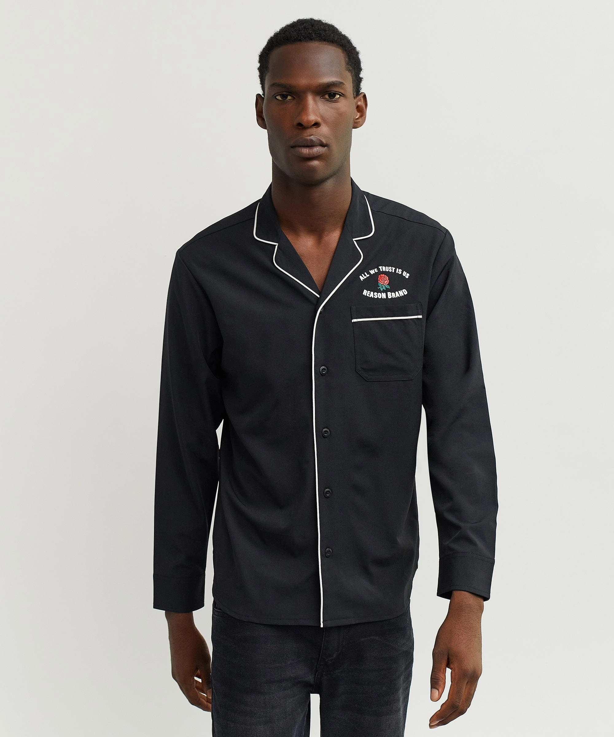 Breathable Underarm Gussets PunctureResistantReinforcement All We Trust Long Sleeve Woven Shirt - Black