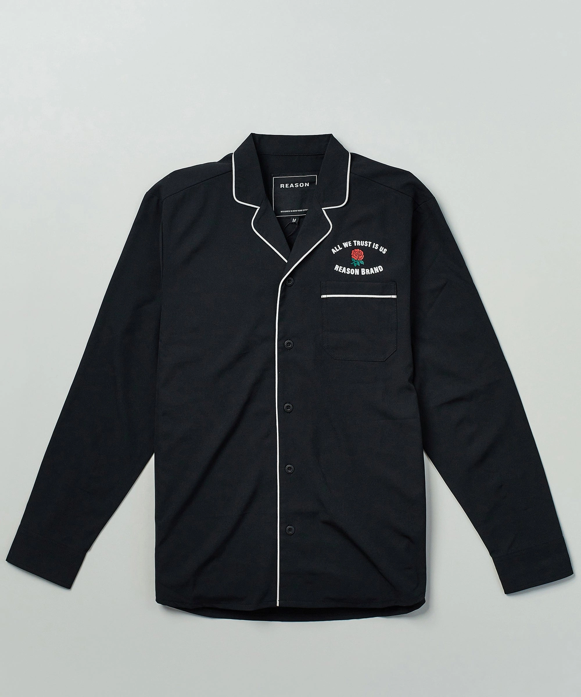 All We Trust Long Sleeve Woven Shirt - Black Ultrasoft Inner Lining Double Layered Hem Reinforcement