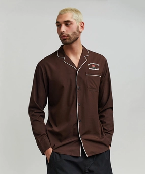 Organic Cotton Blend All We Trust Long Sleeve Woven Shirt - Brown