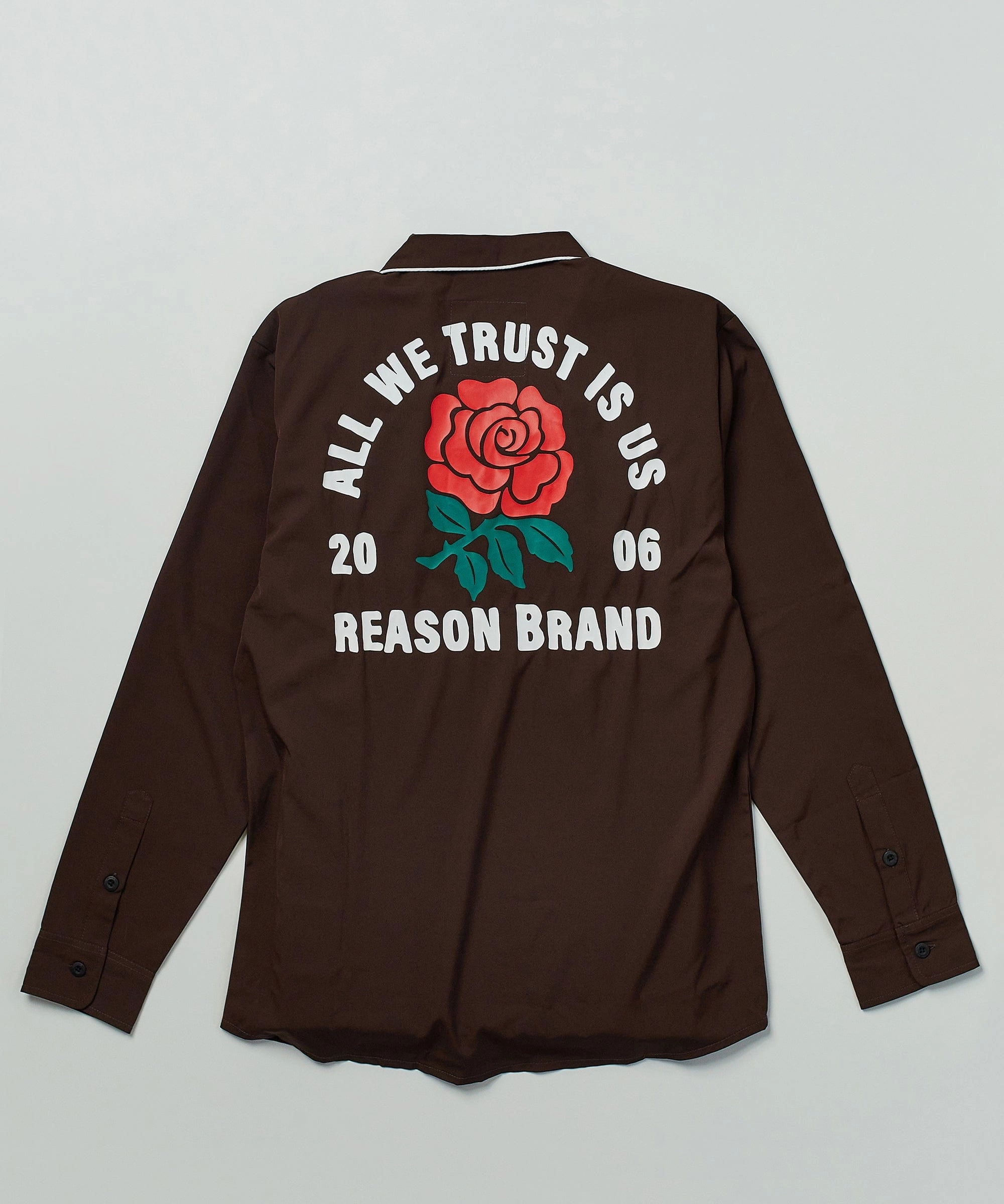 All We Trust Long Sleeve Woven Shirt - Brown VentedBack elegant design