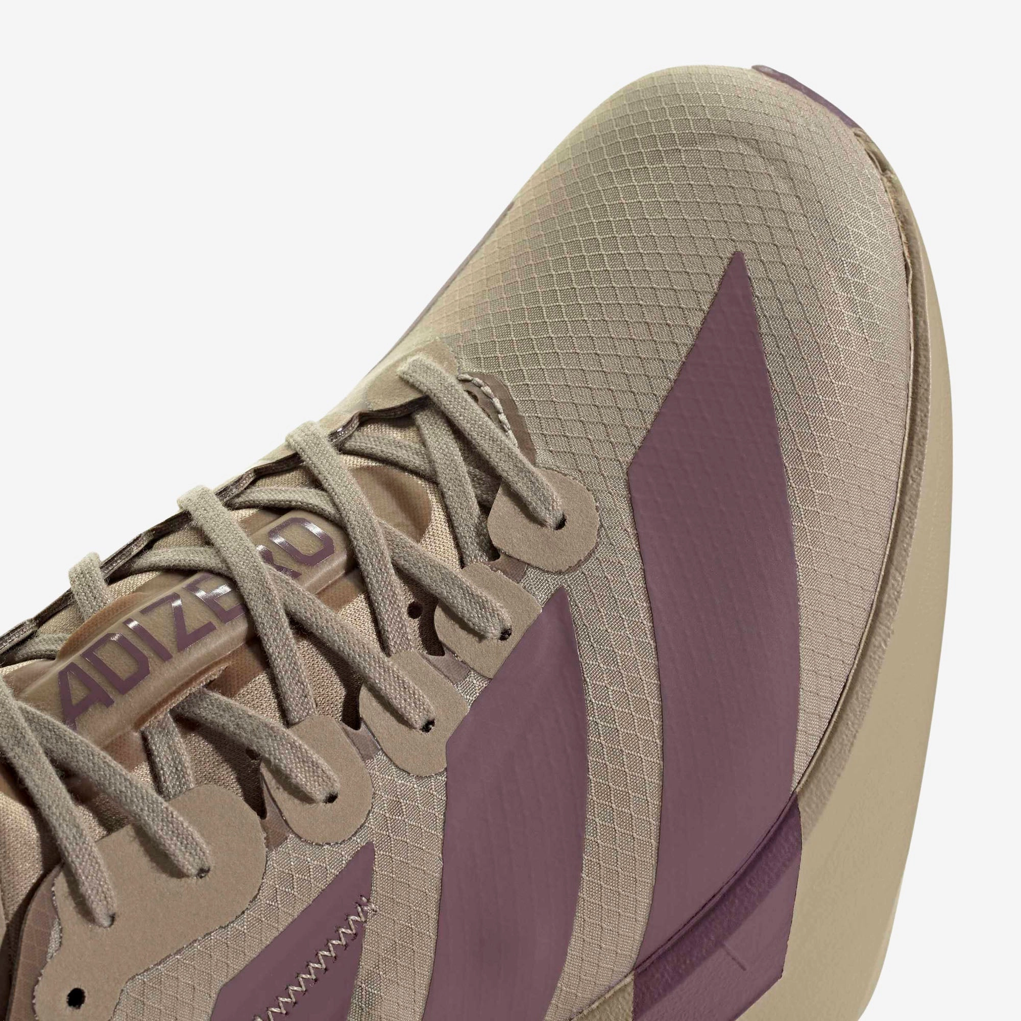 Aerodynamic Shaping adidas Adizero Adios Pro 4 Blanch Cargo / Shadow Fig - Iron Metallic