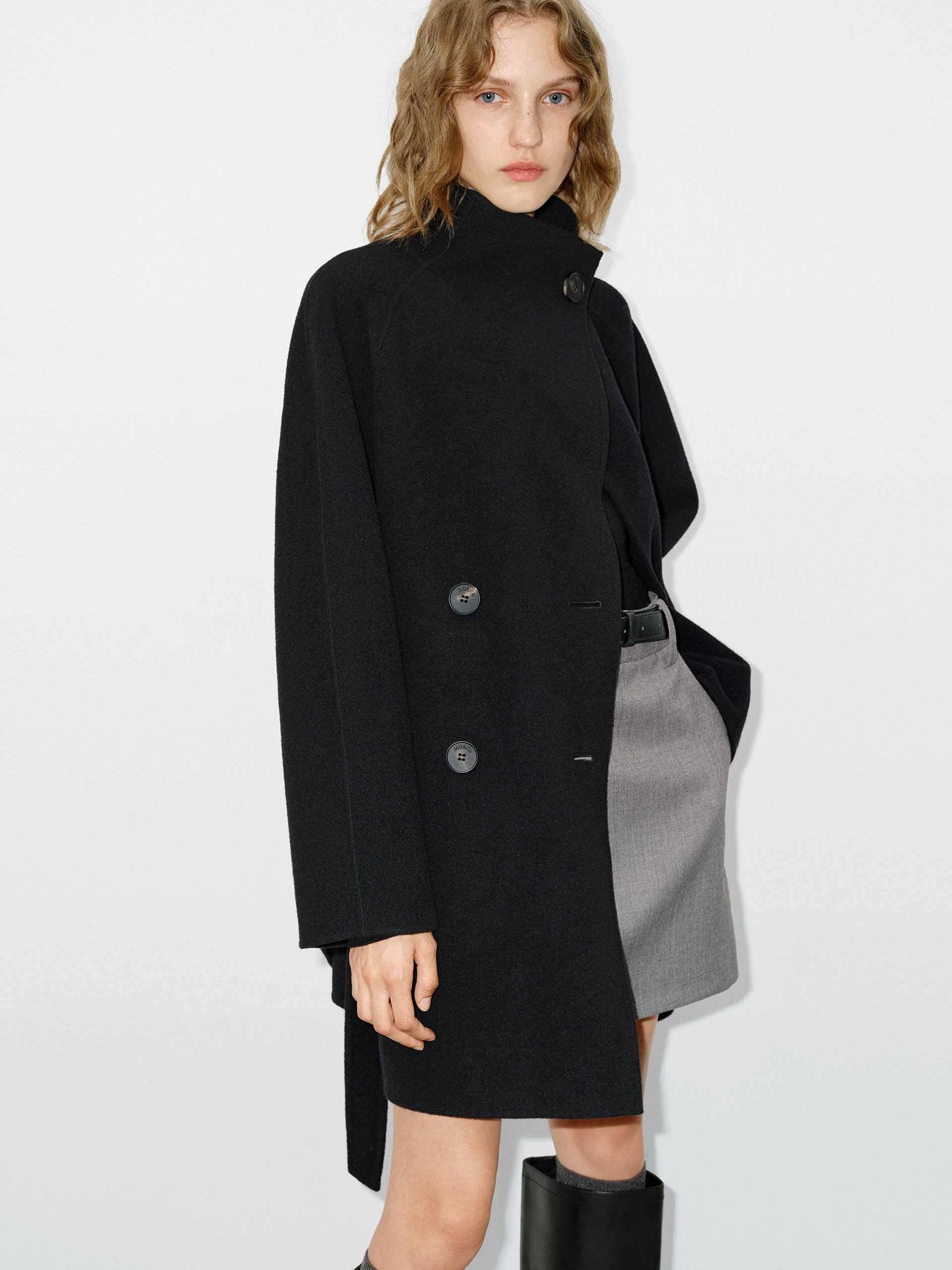 LightweightInsulation Basic Essential Layer Belted Double Sided Wool Coat