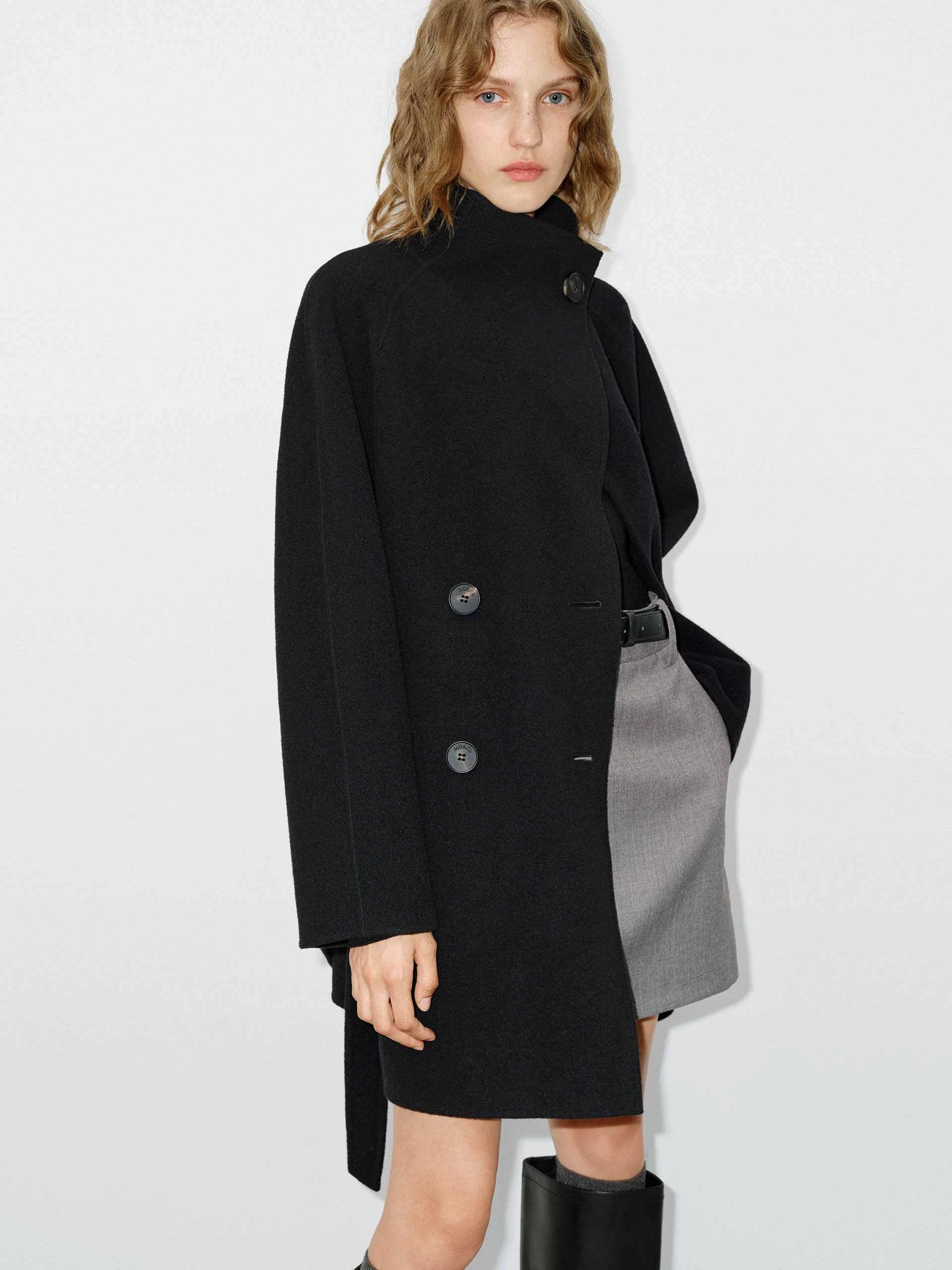 Belted Double Sided Wool Coat SoftshellMaterial Light Day Jacket