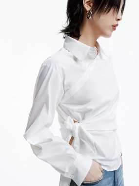 Slanted Placket Tie Shirt AllDay Comfort Design QuickDryTechnology
