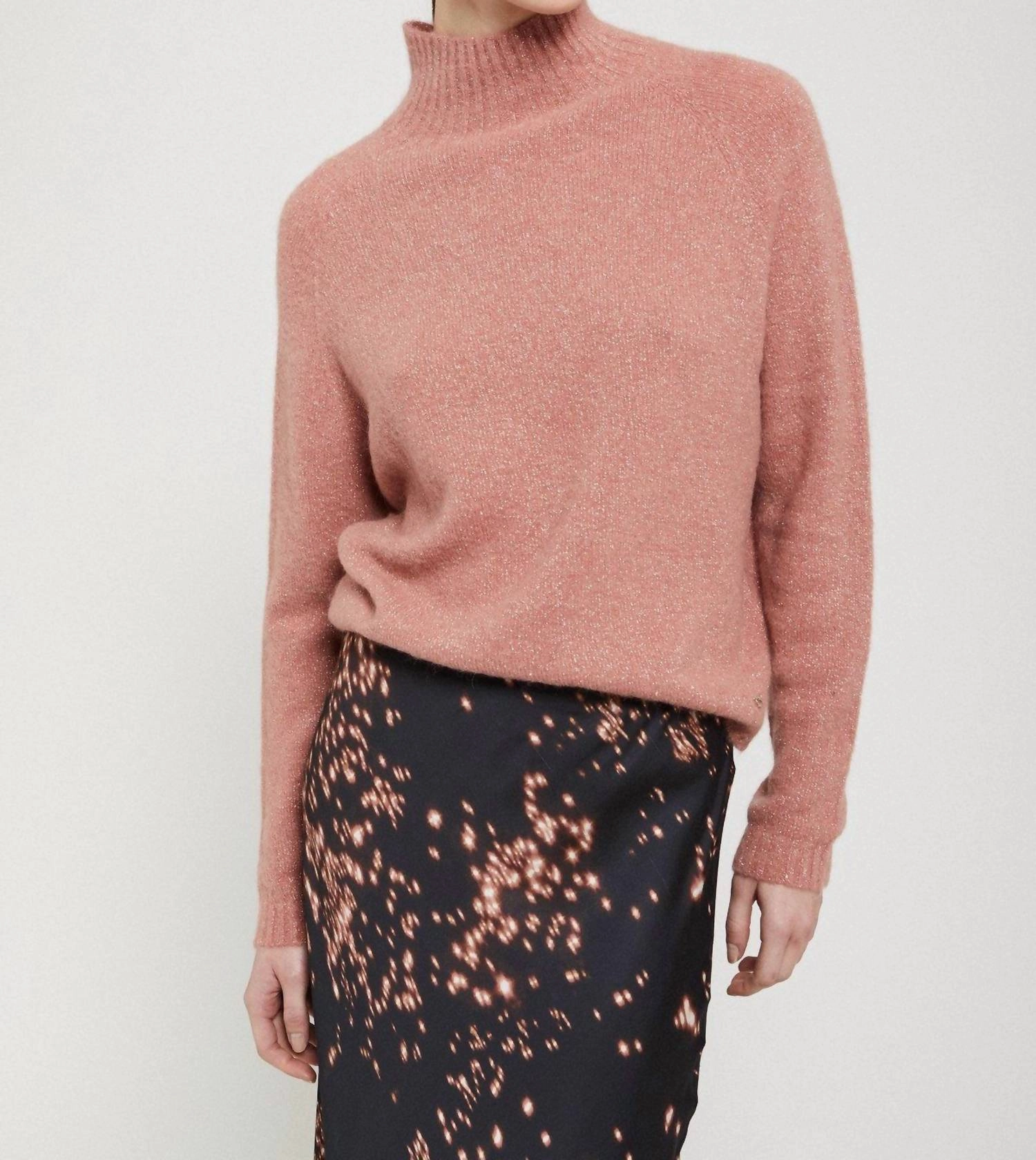 Eco Friendly Dye Process Stylish Wear Alpaca Blend Sweater In Rosolio