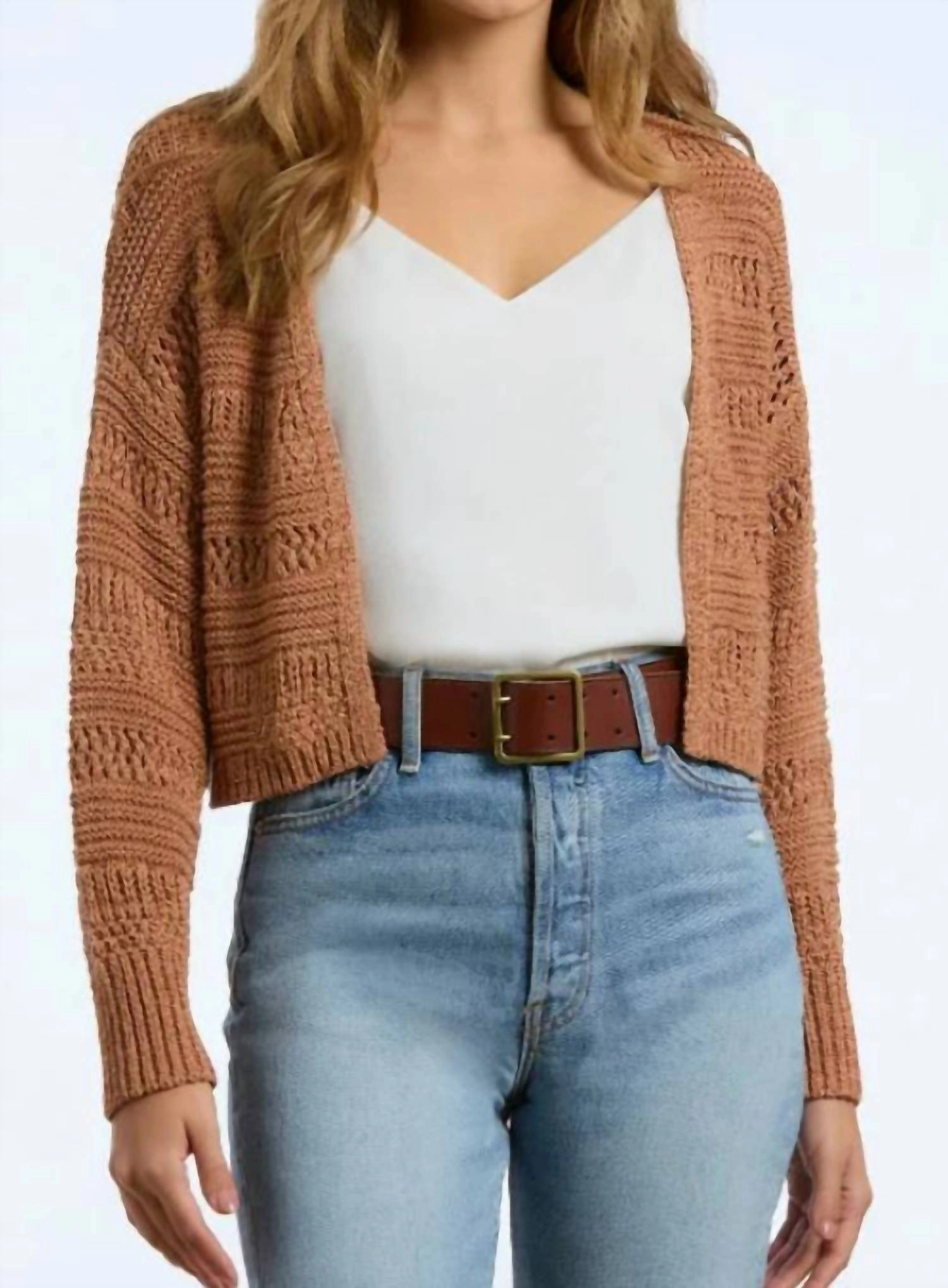 Andrea Crochet Cardigan In Walnut Cozy Fit Wear