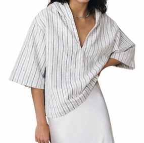 Andrix Striped Hooded Poncho In Oceanside Circular Knit Technology Quick drying material