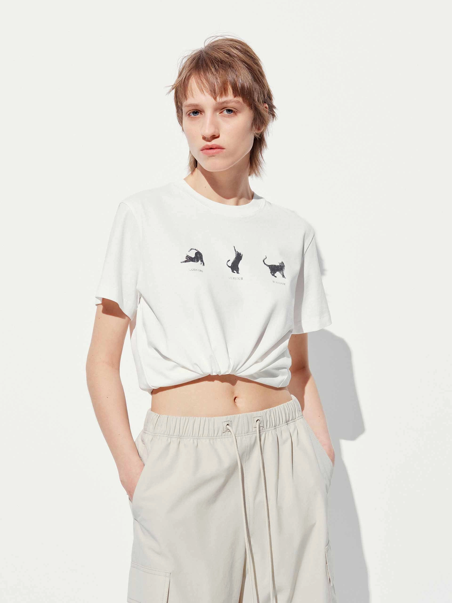 Animal Printed Cotton T-shirt LayeredSleeveConstruction