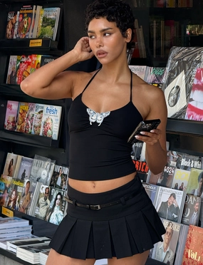 ANNELISE SKORT - BLACK Formal Event Ruching Details
