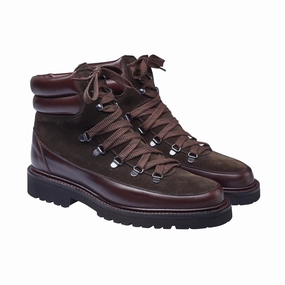 Annie Dark Brown Wax Calf & Earth Green Suede MoistureWicking