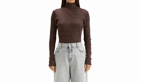 Anoit Turtleneck Sweater In Chestnut Cozy Knit Touch