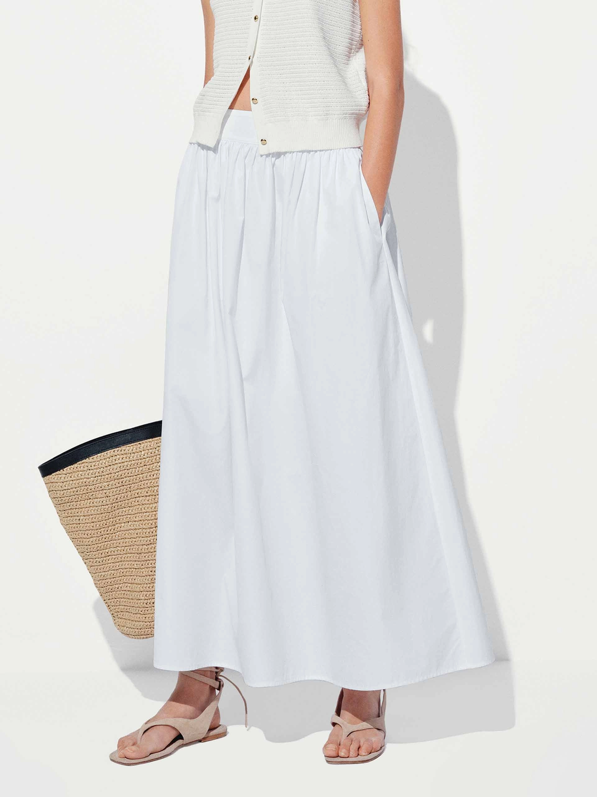 Side Zipper Cotton Skirt Cozy Feel AntiSlipGrip