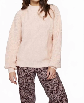 Timeless Cozy Yarn Dyed Fabric Lucky Lady Mock Neck Sweater In Blush
