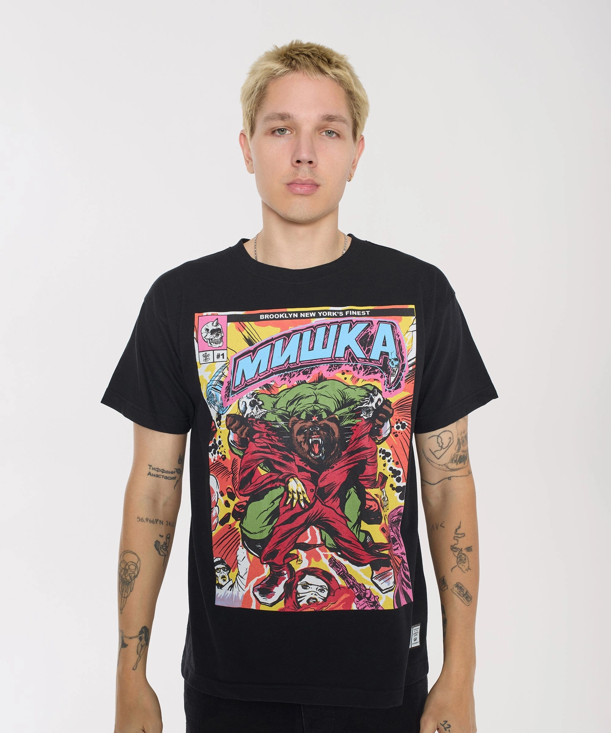 Mishka Brooklyns Finest Short Sleeve Tee - Black Tailored Silhouette