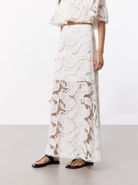 Elasticated Waist Lace Skirt Cozy Layer