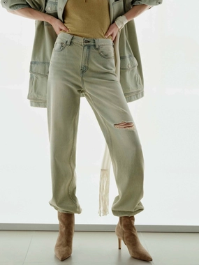 Ripped Light Blue Jeans Layered Knee Panels