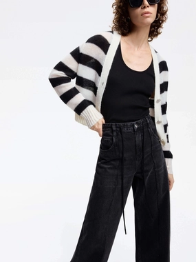 Simple Pullover Mohair Blend Knit Cardigan