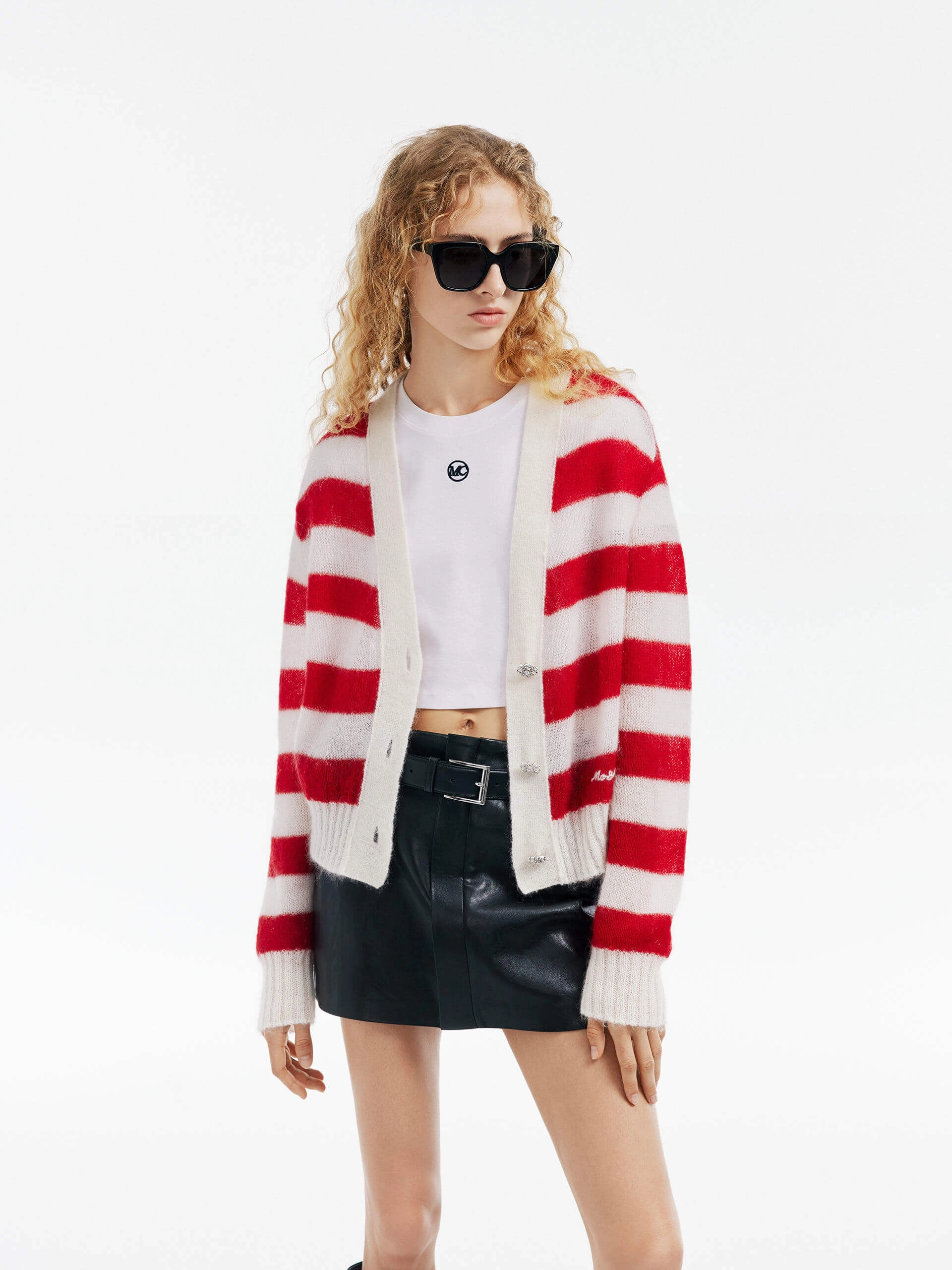 SweatAbsorbent Mohair Blend Knit Cardigan