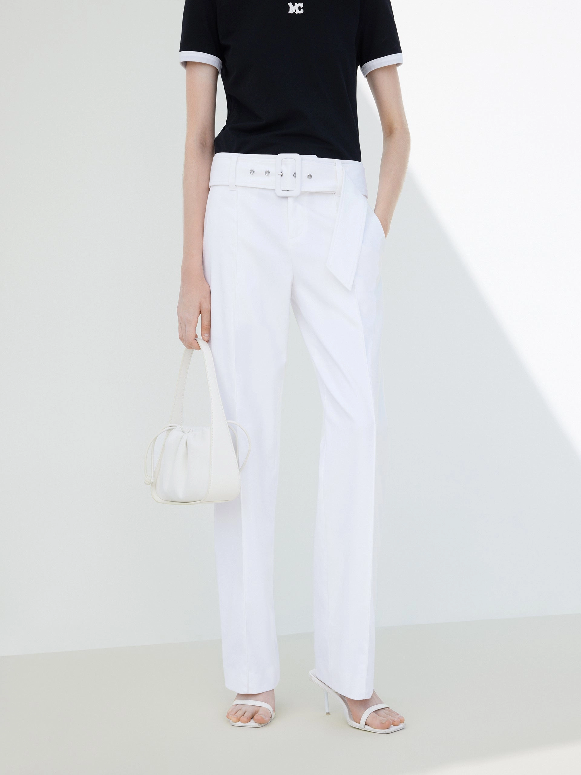 Moisture wicking Straight Suit Pants with Belt