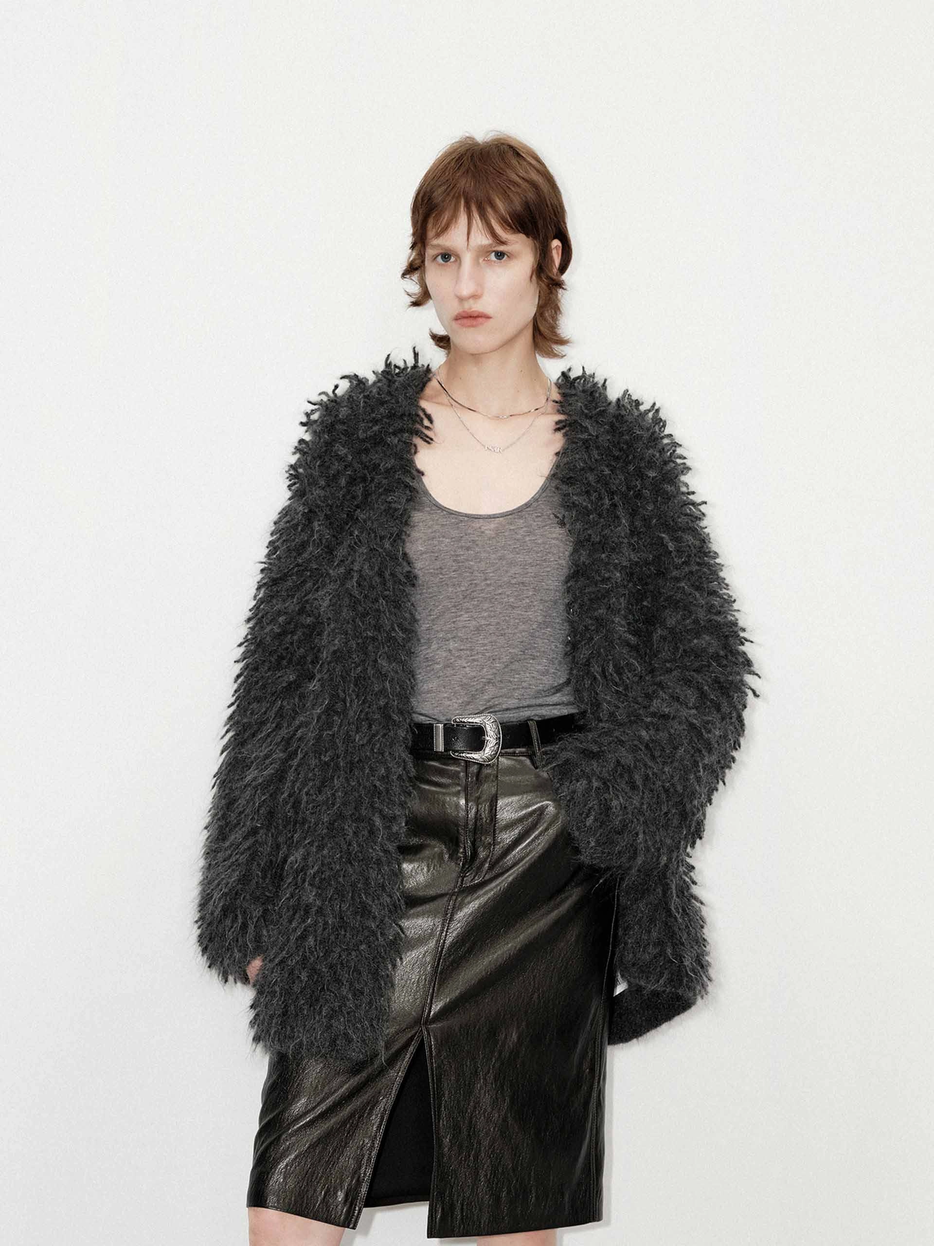Loose Fuzzy Cardigan MoistureManagementSystem Breathable mesh lining