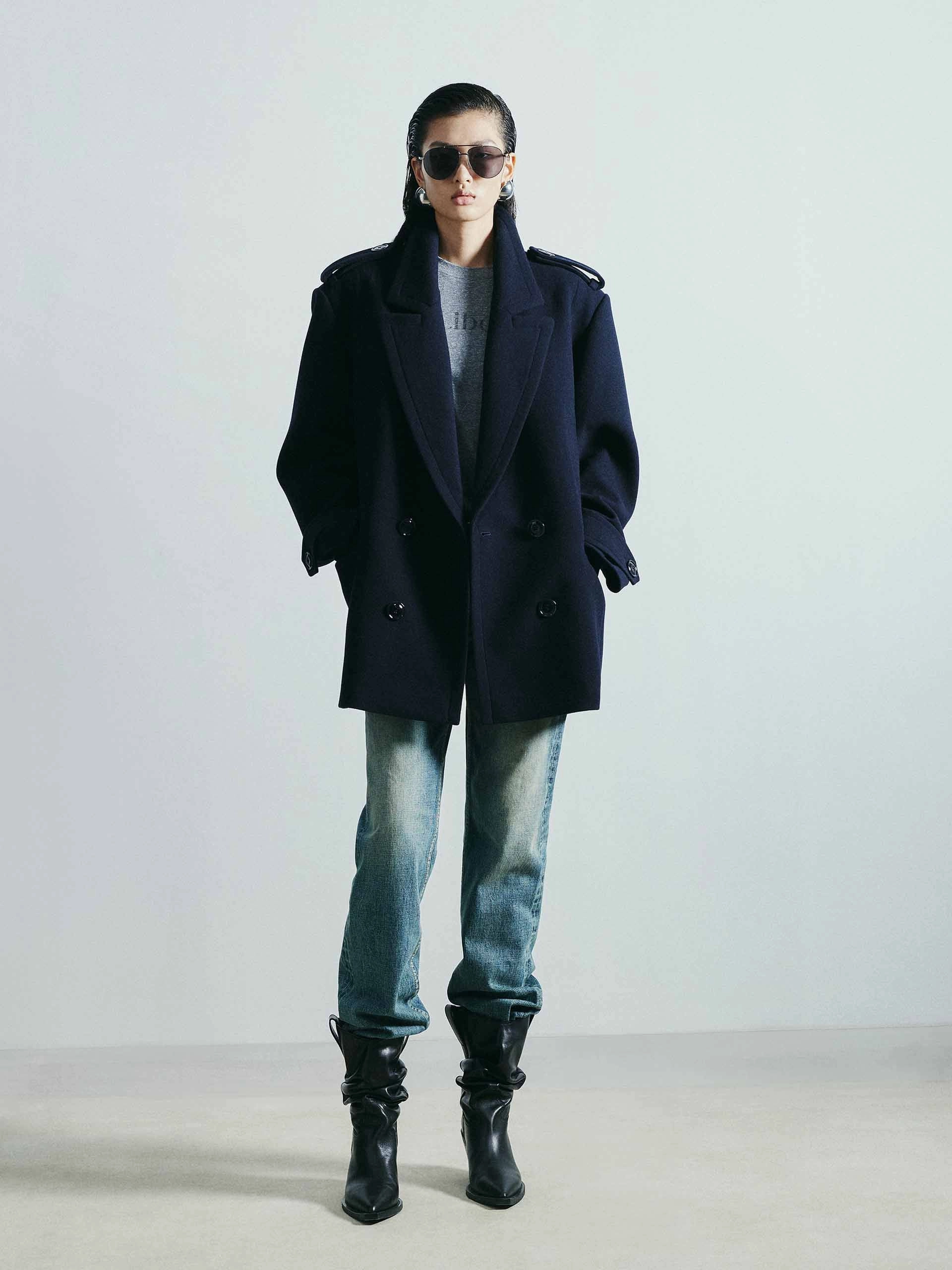 Windbreaker Inspired Fit ErgonomicCut Lapel Collar Wool Coat