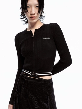 Slim Fitted Zipper Cardigan ReinforcedHems Soft Cotton