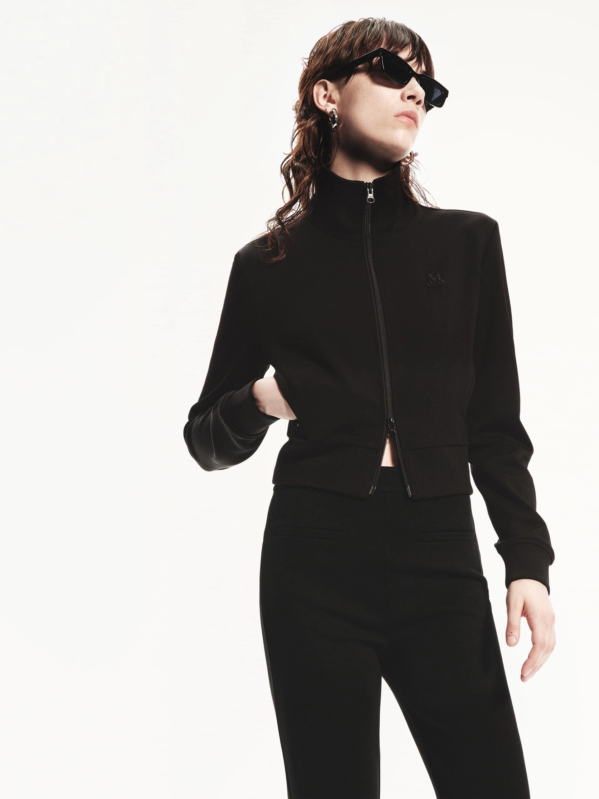 Zip Closure Fitted Jacket AdjustableDrawstring AntiStatic Lining