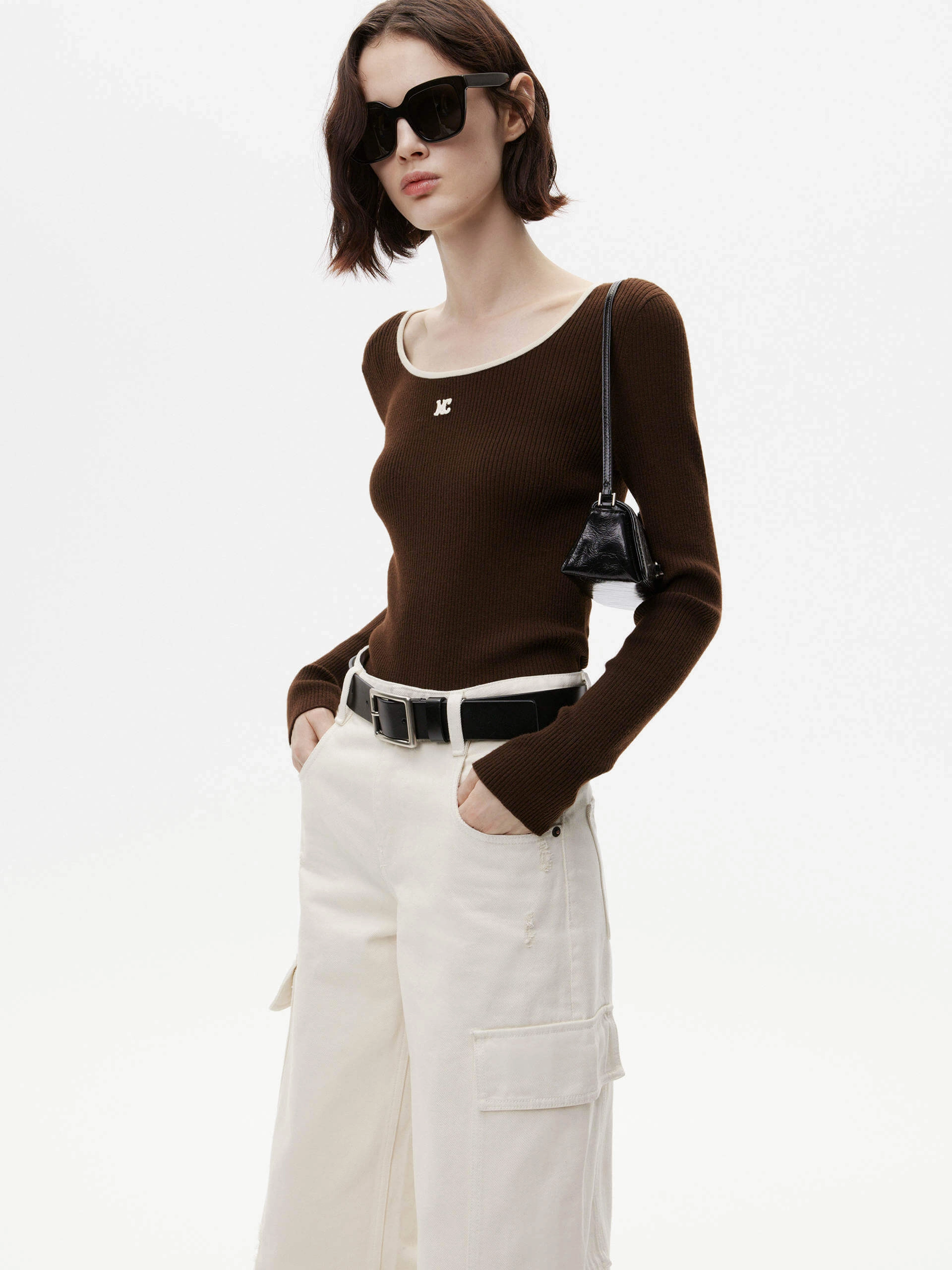 TumbleDryFriendlyMaterial Slim Fit Design Include Wool Knitted Top