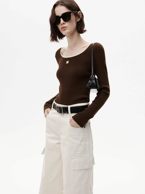 LightweightConstruction Reinforced Shoulder Include Wool Knitted Top