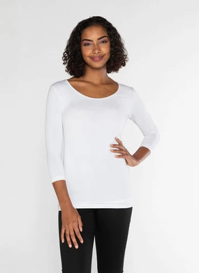 Bamboo 3/4 Sleeve Top High Neckline Structure