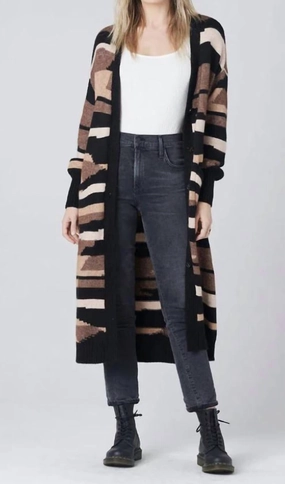 Soft comfort layer Knit Comfort Wear Arie Long Sleeve Cardigan Sweater In Black