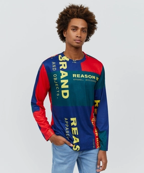 Arseno Multi Color Long Sleeve Logo Tee DurableCollarStays AntiPill Finish