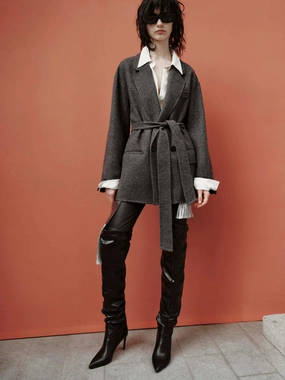 Ergonomic Cut Wool Structured Blazer Coat