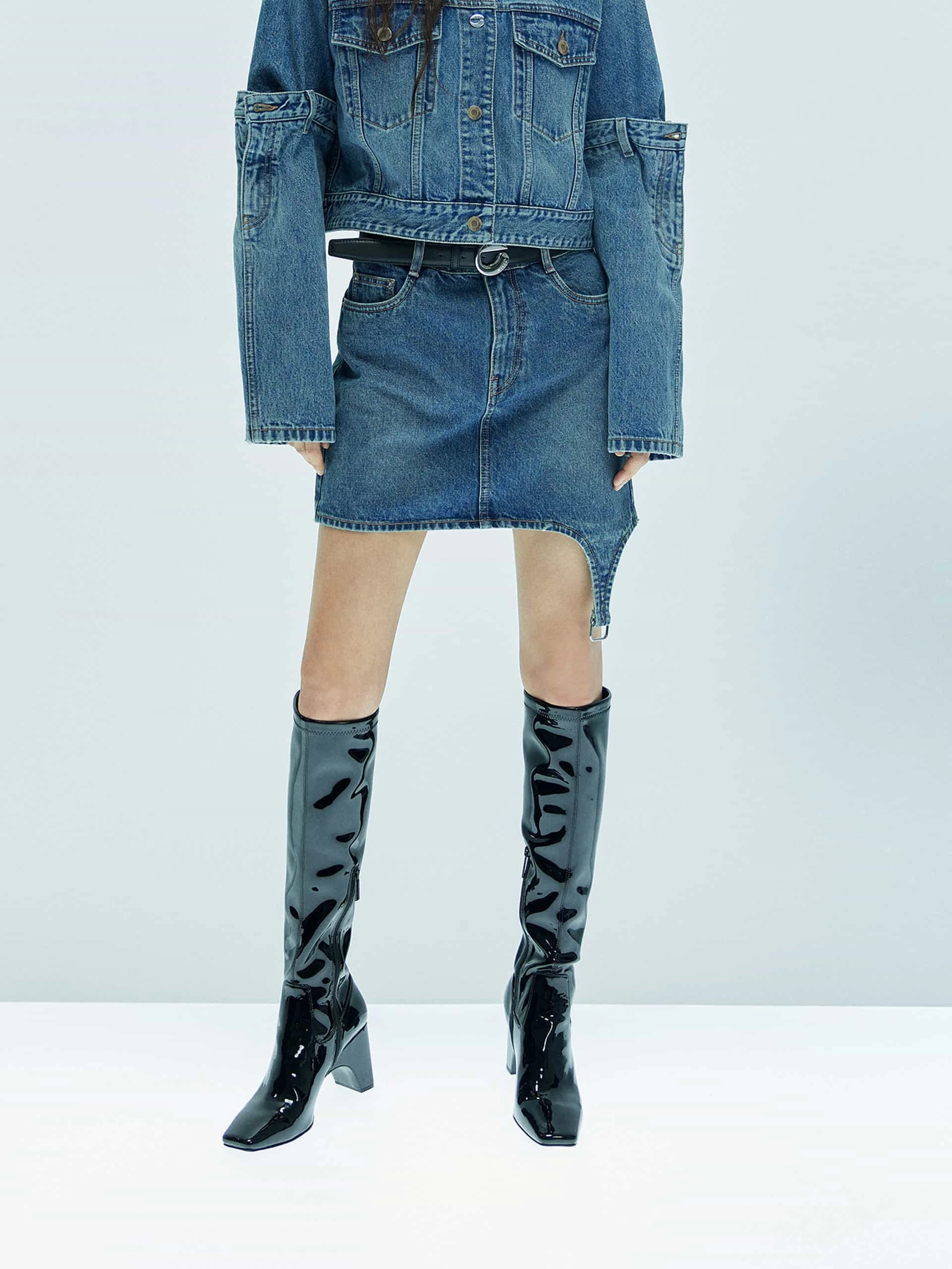 All-Day Wear Light Stretch Asymmetric Cotton Mini Skirt