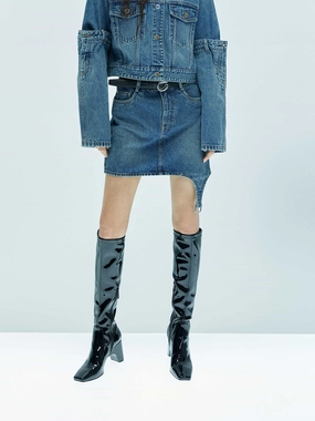 Asymmetric Cotton Mini Skirt BreathableMeshLining Travel Comfort