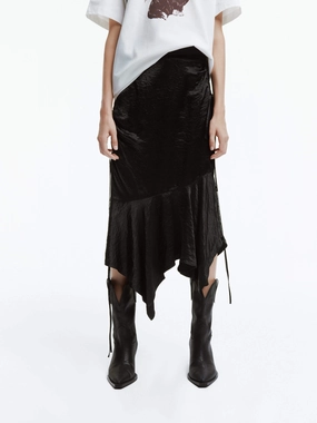 Asymmetric Crinkled Midi Skirt Trendy Cut