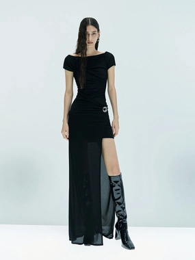 Timeless boho dress Bright bold dress Asymmetric Draped Maxi Dress