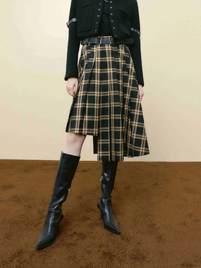 Asymmetric Plaid Skirt Minimalist Fit work mode